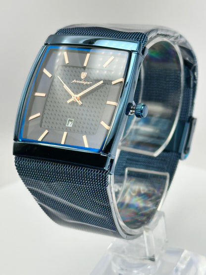 POEDAGAR 885 – Reloj de Cuarzo Rectangular con Malla Milanesa