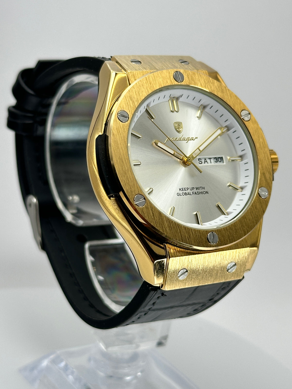 POEDAGAR 852 – Reloj de cuarzo Day-Date 41 mm