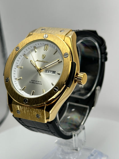 POEDAGAR 852 – Reloj de cuarzo Day-Date 41 mm
