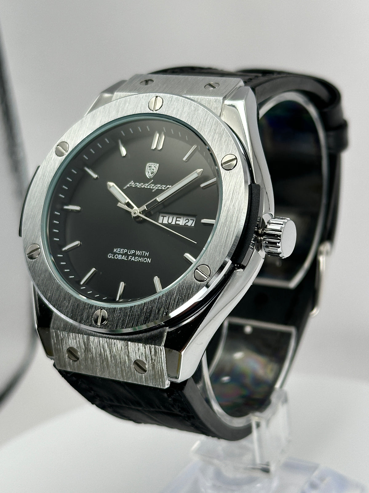 POEDAGAR 852 – Reloj de cuarzo Day-Date 41 mm