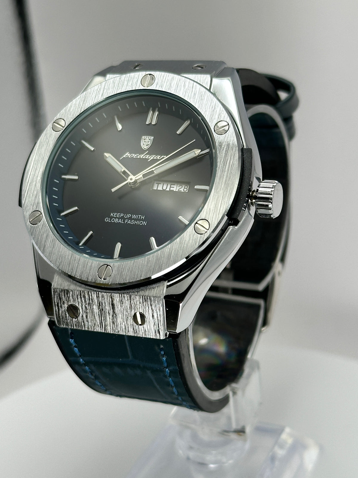 POEDAGAR 852 – Reloj de cuarzo Day-Date 41 mm