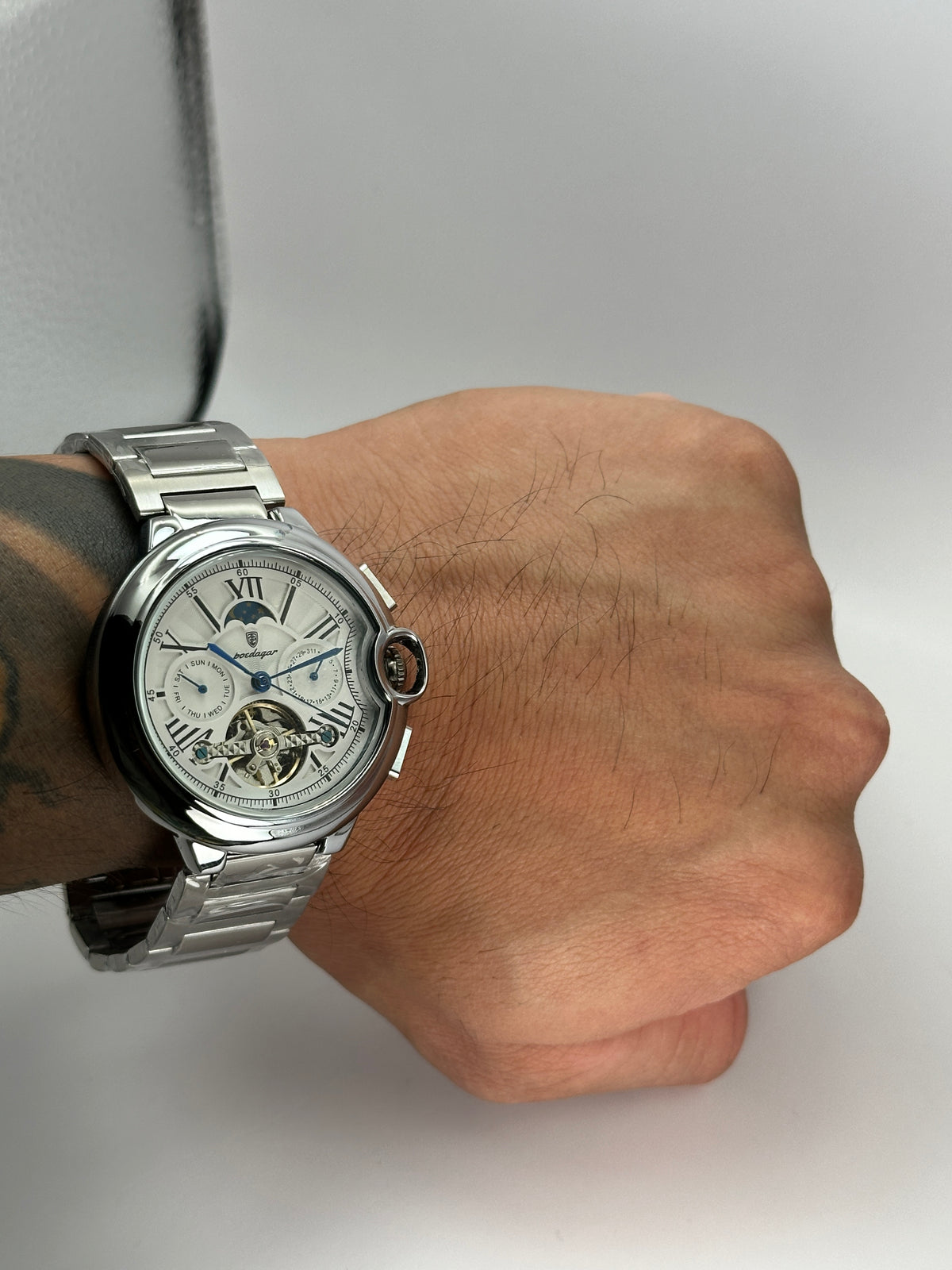 POEDAGAR 1413 – Automático con Brazalete de Acero Inoxidable