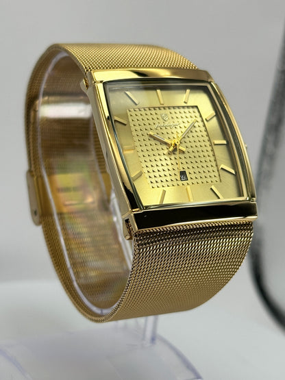 POEDAGAR 885 – Reloj de Cuarzo Rectangular con Malla Milanesa