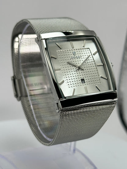 POEDAGAR 885 – Reloj de Cuarzo Rectangular con Malla Milanesa