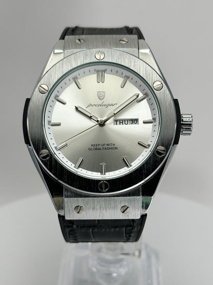 POEDAGAR 852 – Reloj de cuarzo Day-Date 41 mm