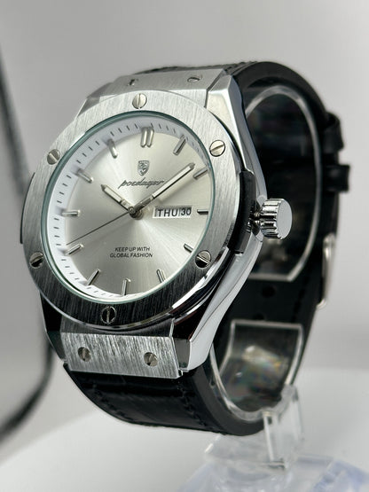 POEDAGAR 852 – Reloj de cuarzo Day-Date 41 mm